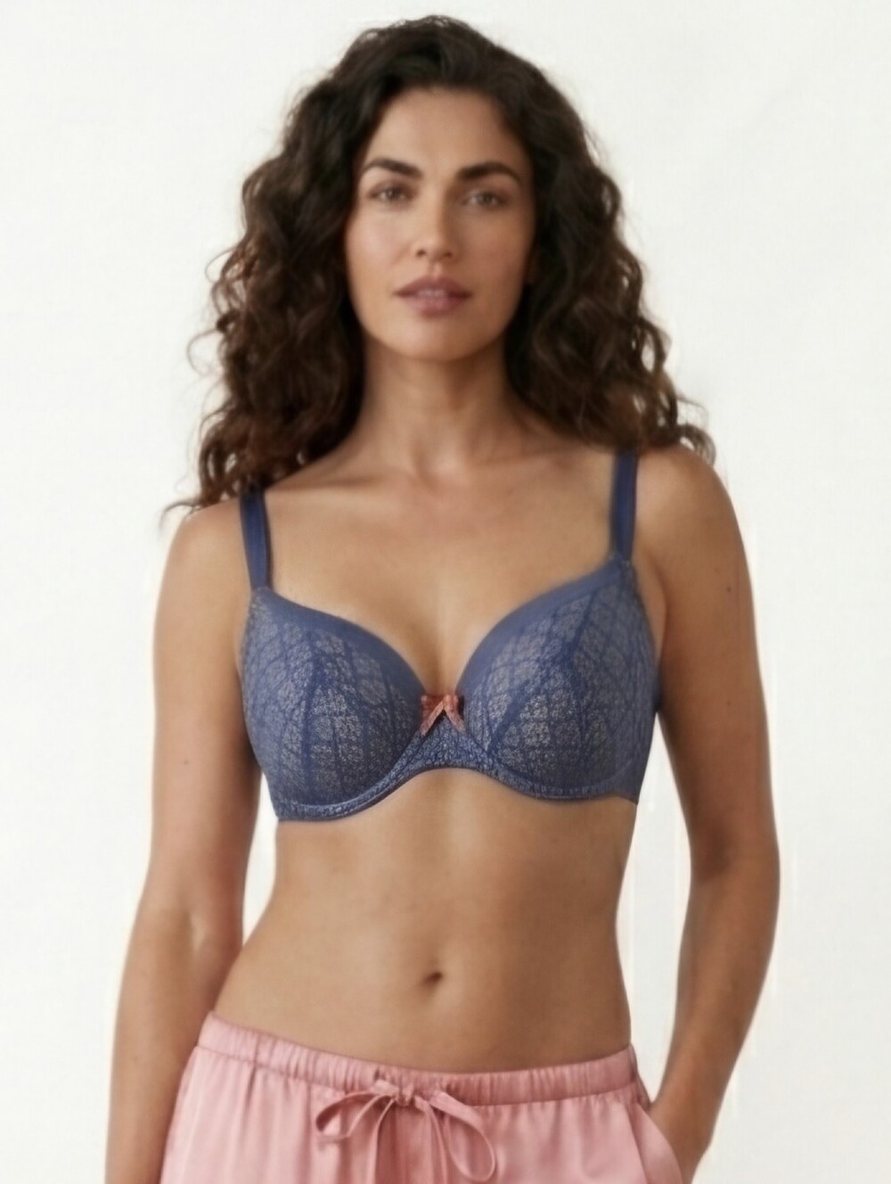 Victoria's Secret 36C Lined Perfect Coverage Navy Lace Underwire Bra